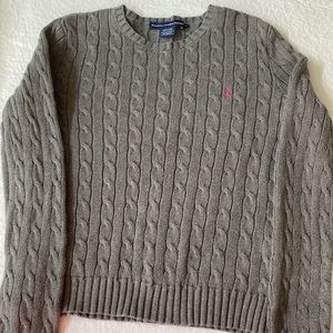 Ralph Lauren Sport Gray Cable Knit Long Sleeve Crew Neck Sweater M